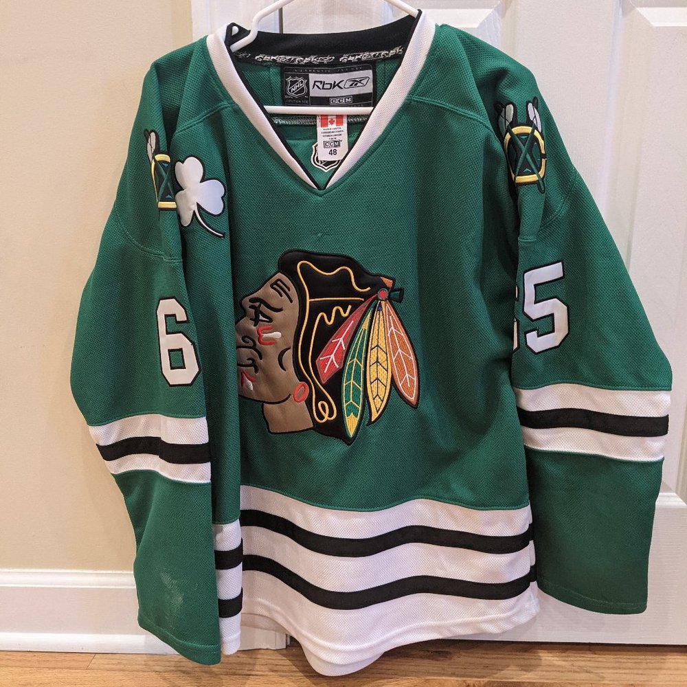 Chicago Blackhawks Hockey Jersey, Green, Shaw, 65